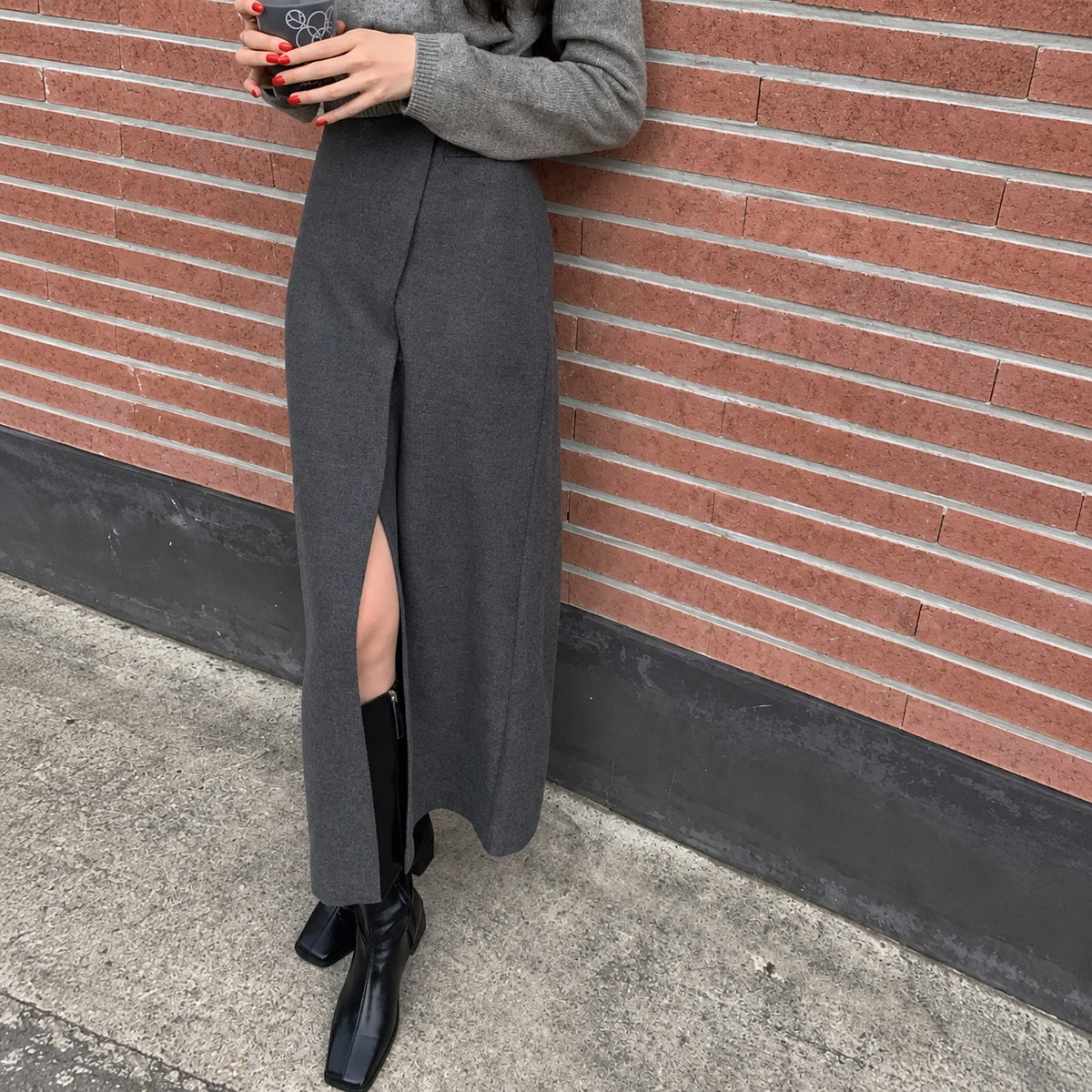 Maxi Skirt for Women High Waist Slit Design Regular Fit