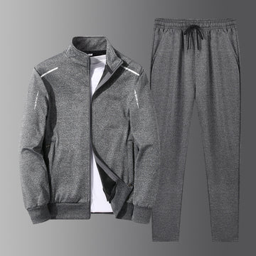 Men's Athletic Track Suit with Stand Collar and Zip Pockets - Regular Fit