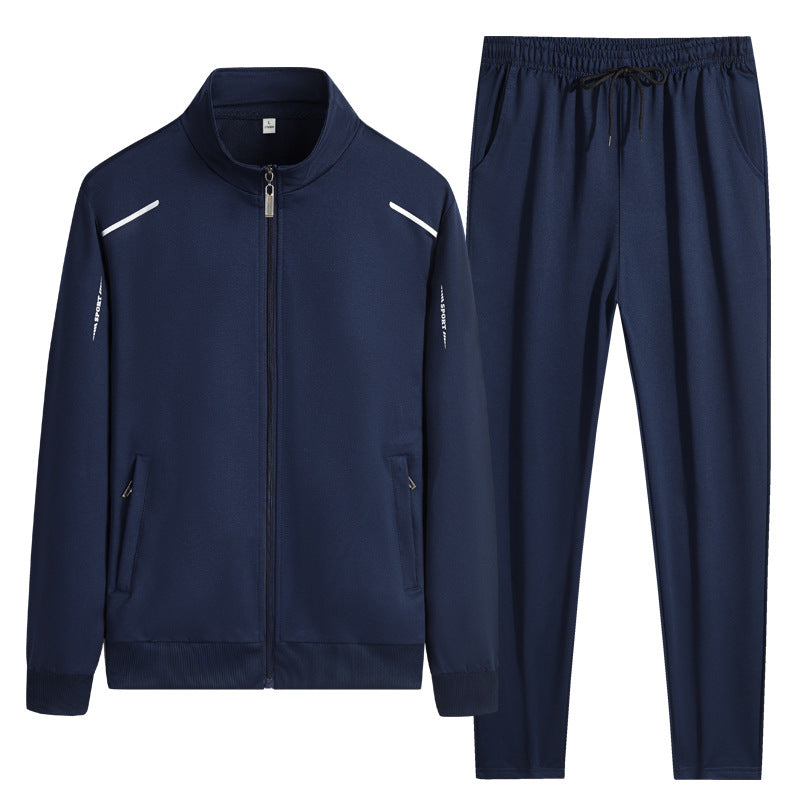 Men's Athletic Track Suit with Stand Collar and Zip Pockets - Regular Fit