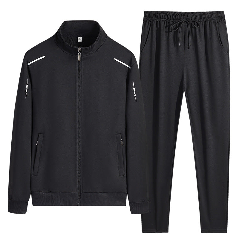 Men's Athletic Track Suit with Stand Collar and Zip Pockets - Regular Fit