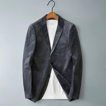 Men's Blazer - Double-Breasted Design with Notched Lapels, Tailored Fit