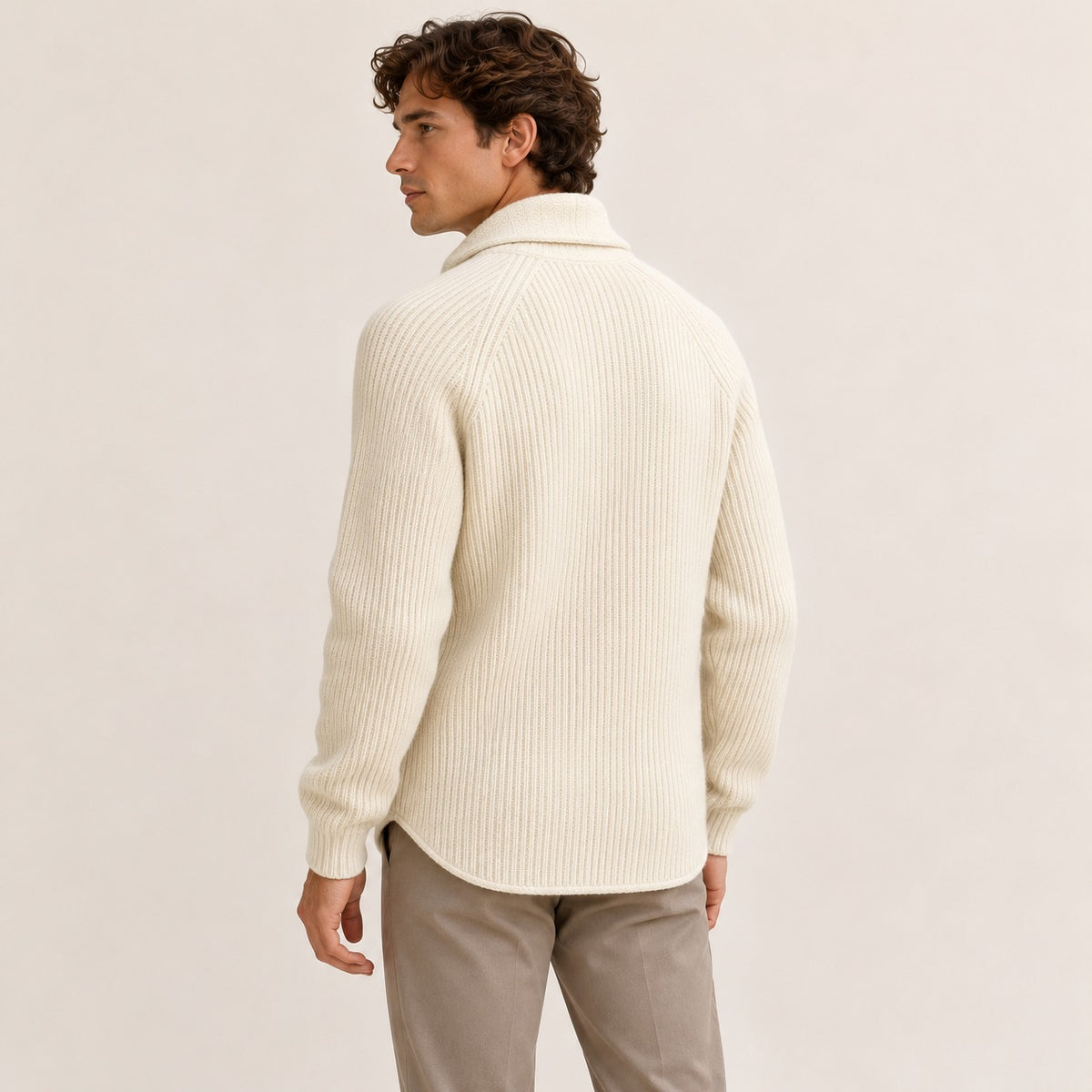 Men's Button-Front Cardigan, Shawl Collar, Raglan Sleeves, Patch Pockets, Tailored Fit