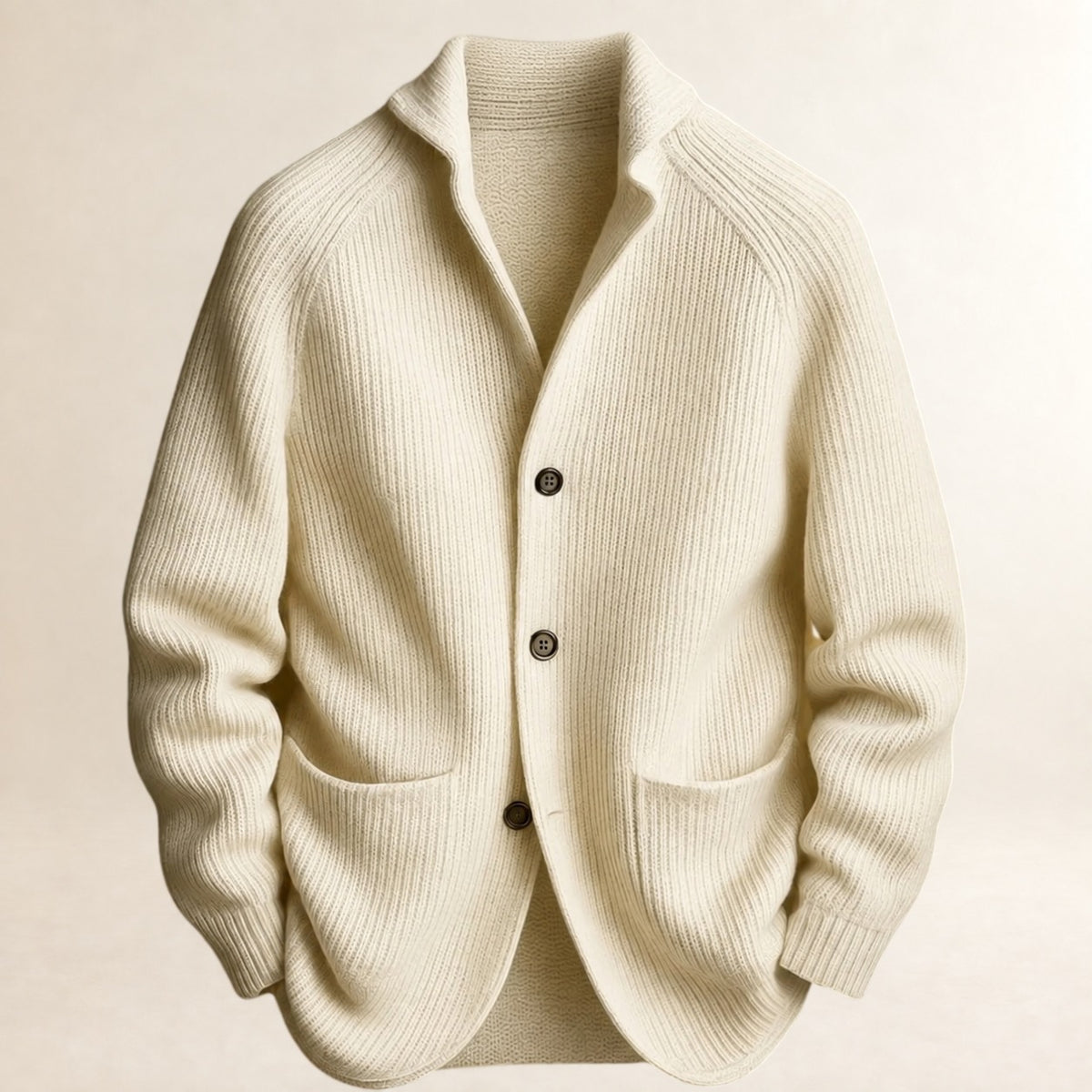 Men's Button-Front Cardigan, Shawl Collar, Raglan Sleeves, Patch Pockets, Tailored Fit