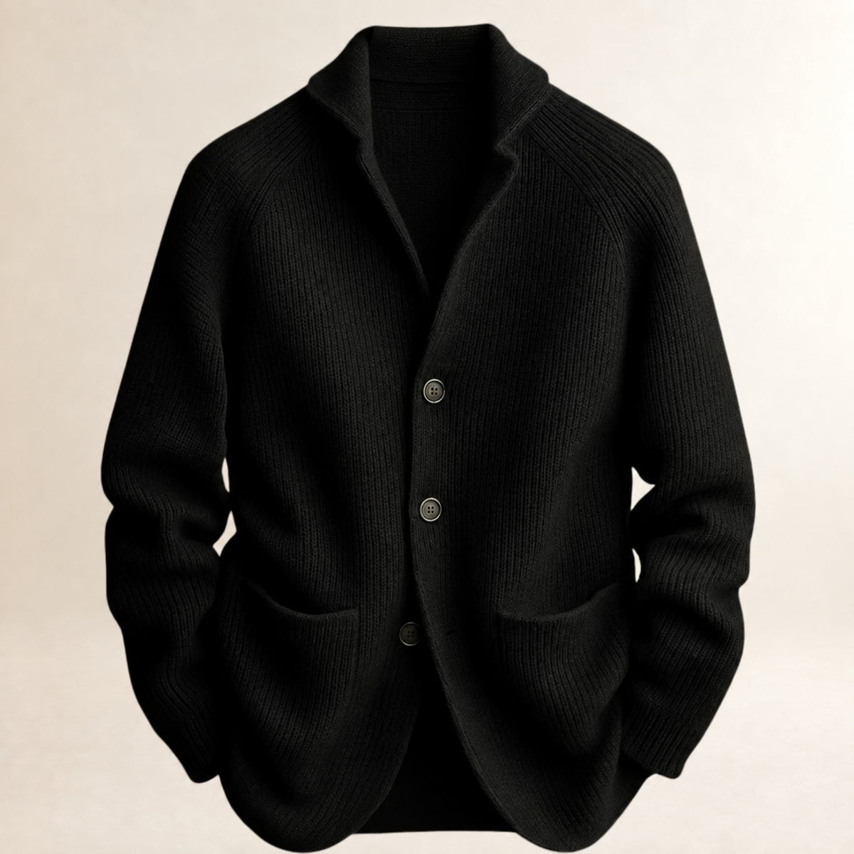 Men's Button-Front Cardigan, Shawl Collar, Raglan Sleeves, Patch Pockets, Tailored Fit
