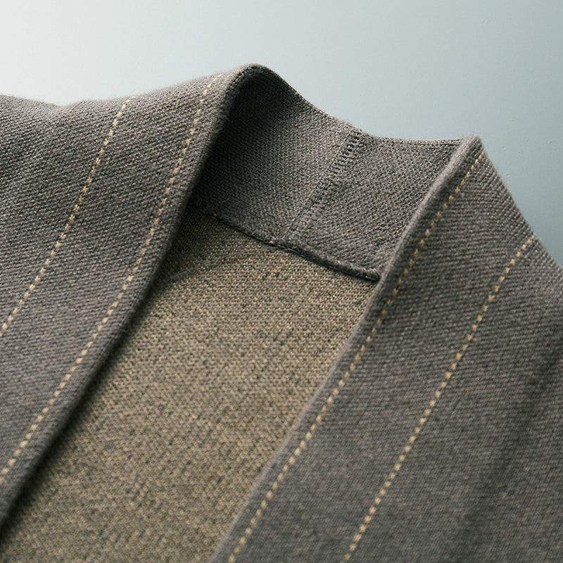 Men's Cardigan with Button Closure and Contrast Stitching - Regular Fit