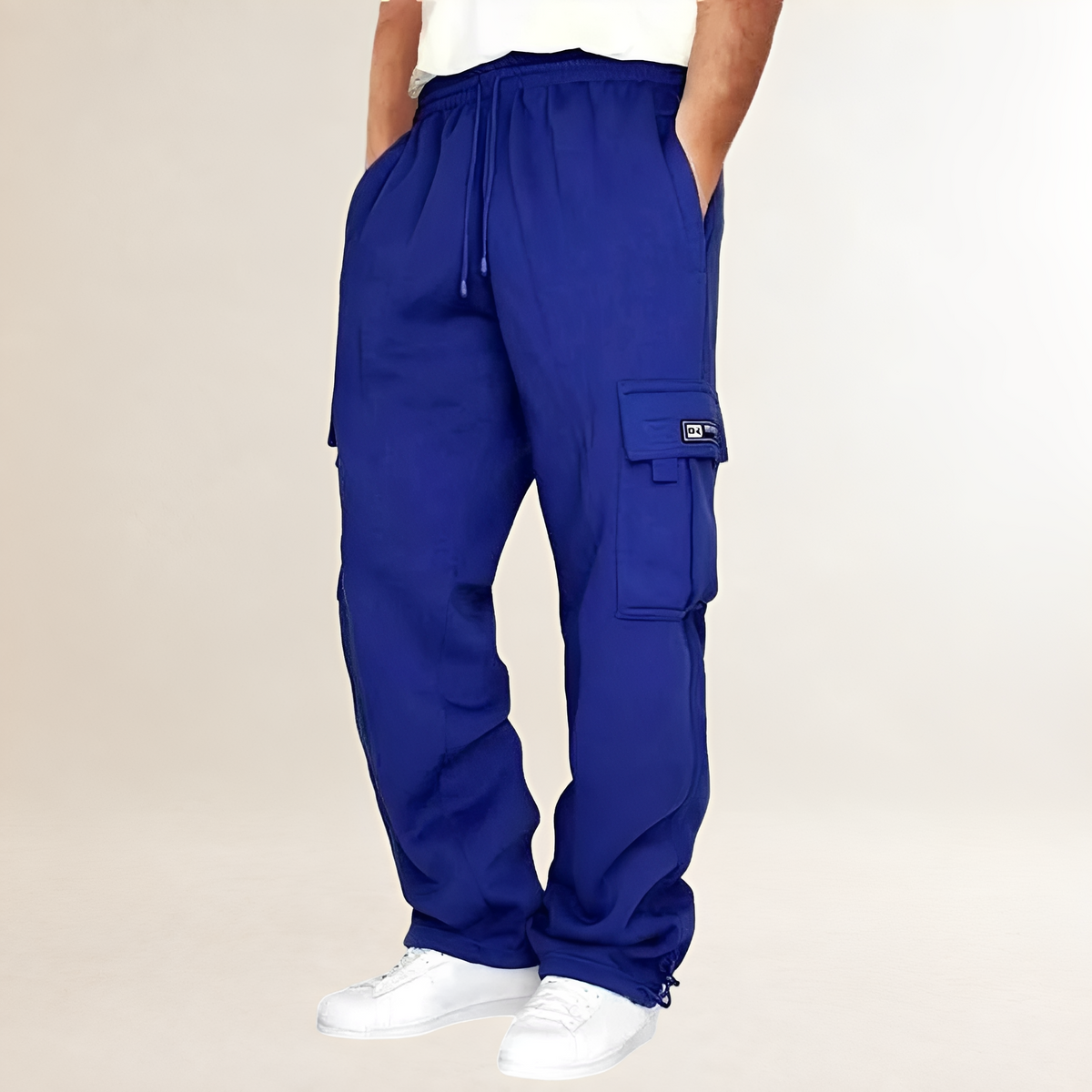 Men's Cargo Joggers with Drawstring Waist, Flap Thigh Pockets, Wide Relaxed Fit