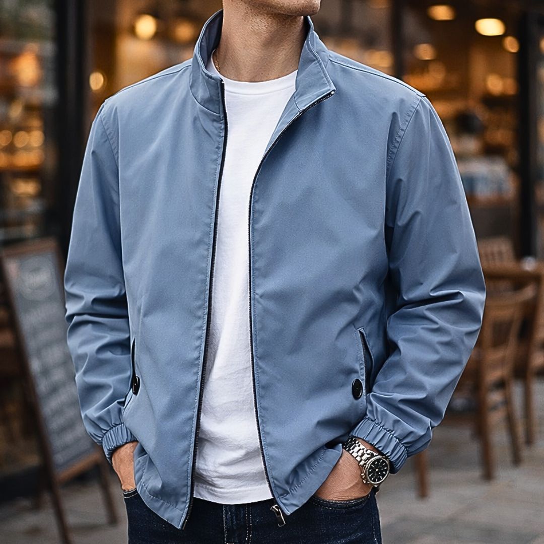 Men's Casual Jacket - Lightweight, Zip Closure, Elastic Cuffs, Regular Fit