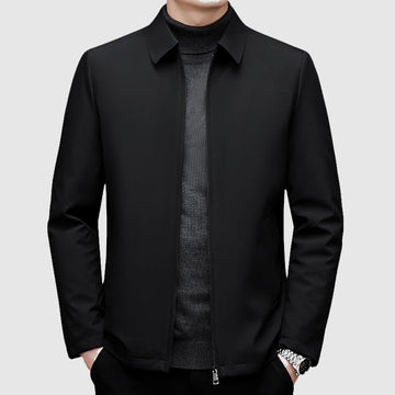 Men's Casual Jacket with Zipper Closure and Polo Collar - Regular Fit