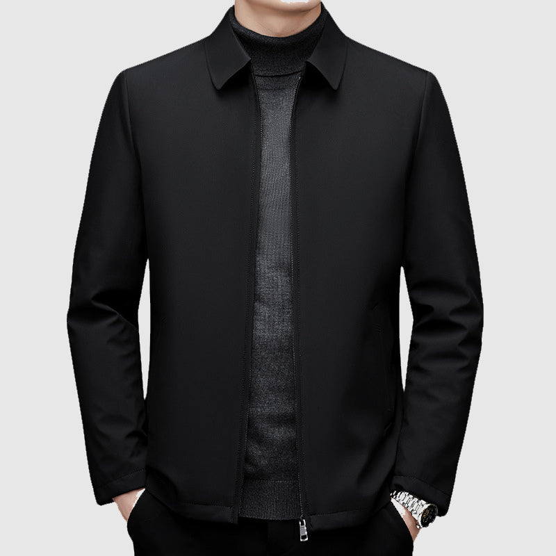 Men's Casual Jacket with Zipper Closure and Polo Collar - Regular Fit