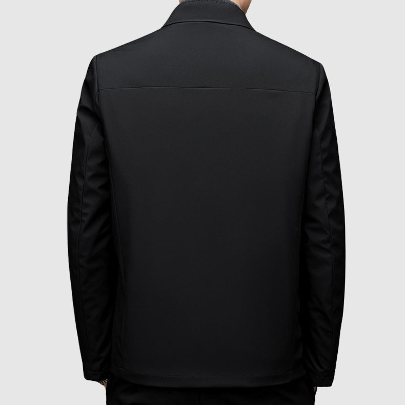 Men's Casual Jacket with Zipper Closure and Polo Collar - Regular Fit