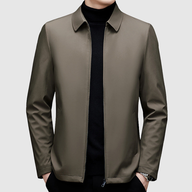 Men's Casual Jacket with Zipper Closure and Polo Collar - Regular Fit