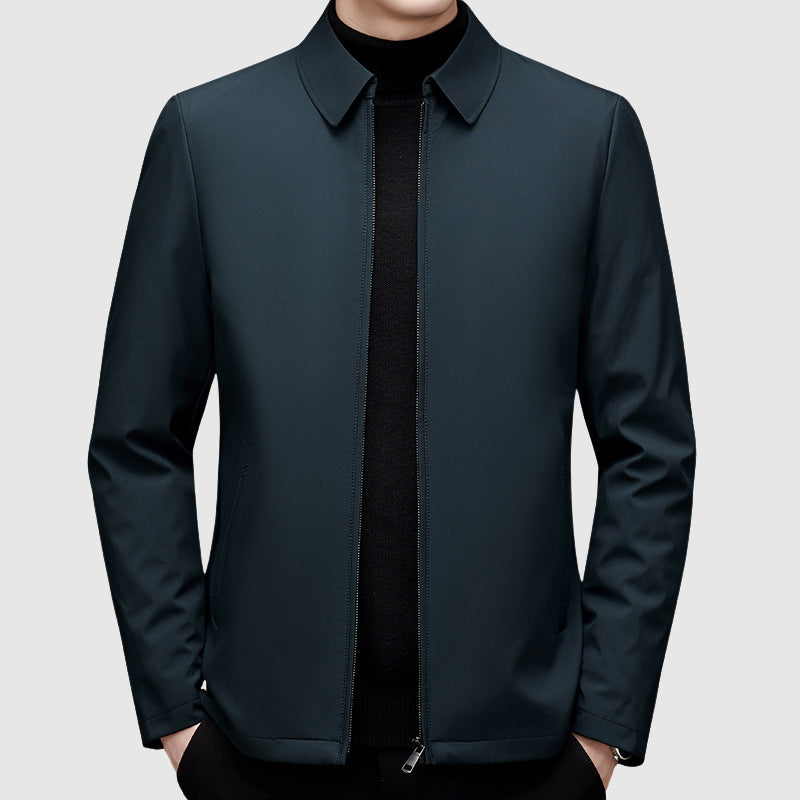 Men's Casual Jacket with Zipper Closure and Polo Collar - Regular Fit