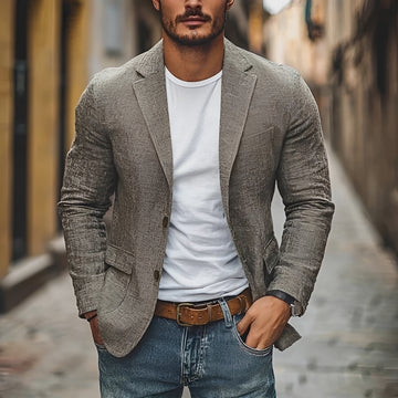 Men's Casual Notch Lapel Blazer - Single-Breasted, Slim Fit