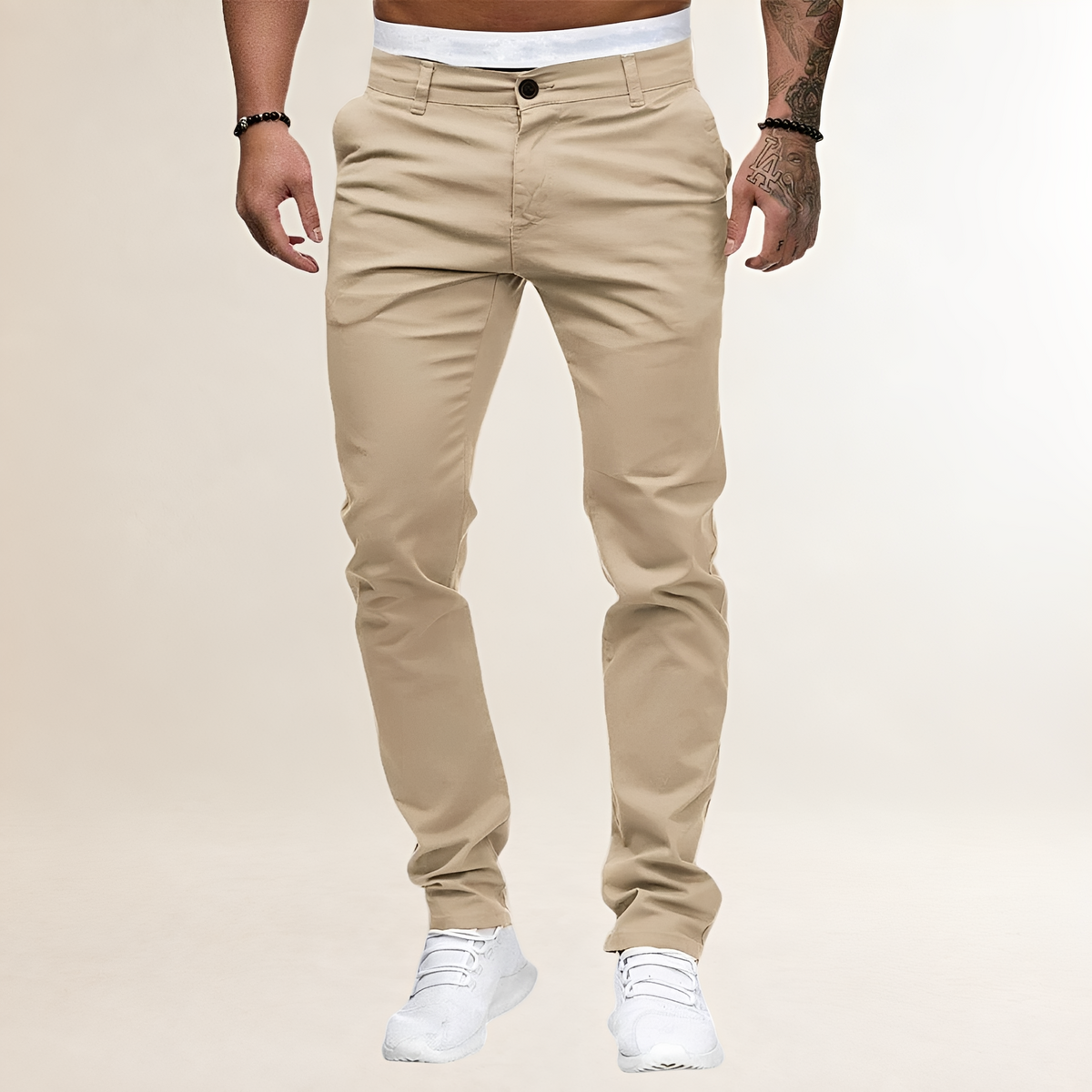 Men's Casual Pants - Slim Fit with Zipper Fly and Slant Pockets