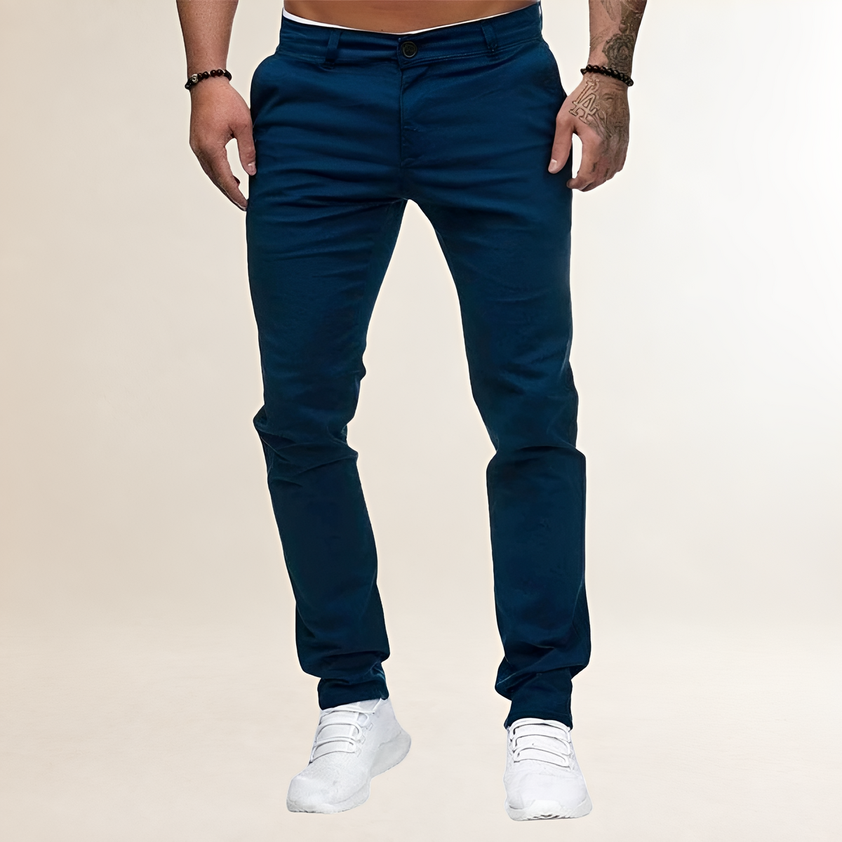 Men's Casual Pants - Slim Fit with Zipper Fly and Slant Pockets