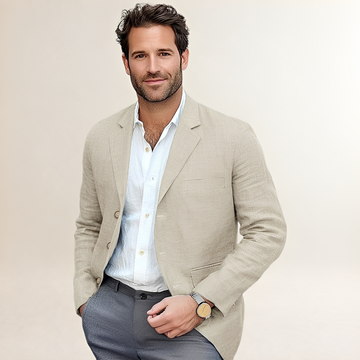 Men's Casual Single-Breasted Blazer, Notch Lapel, Two-Button, Patch Pockets, Tailored Fit