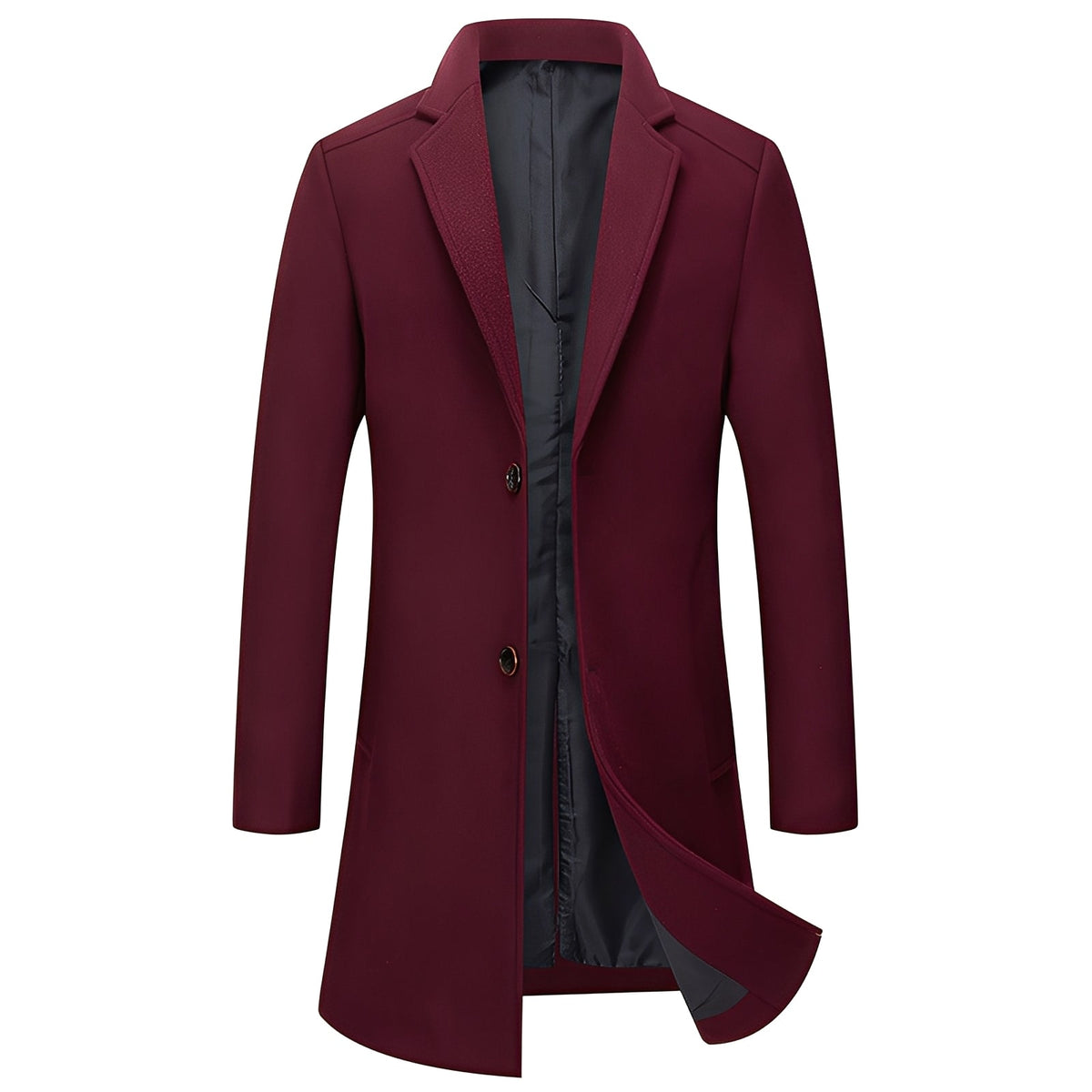 Men's Coat Seasonal Classic Fit with Button Closure and Notched Collar