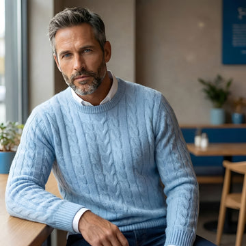 Men's Crew Neck Sweater - Soft Textured Design with Long Sleeves