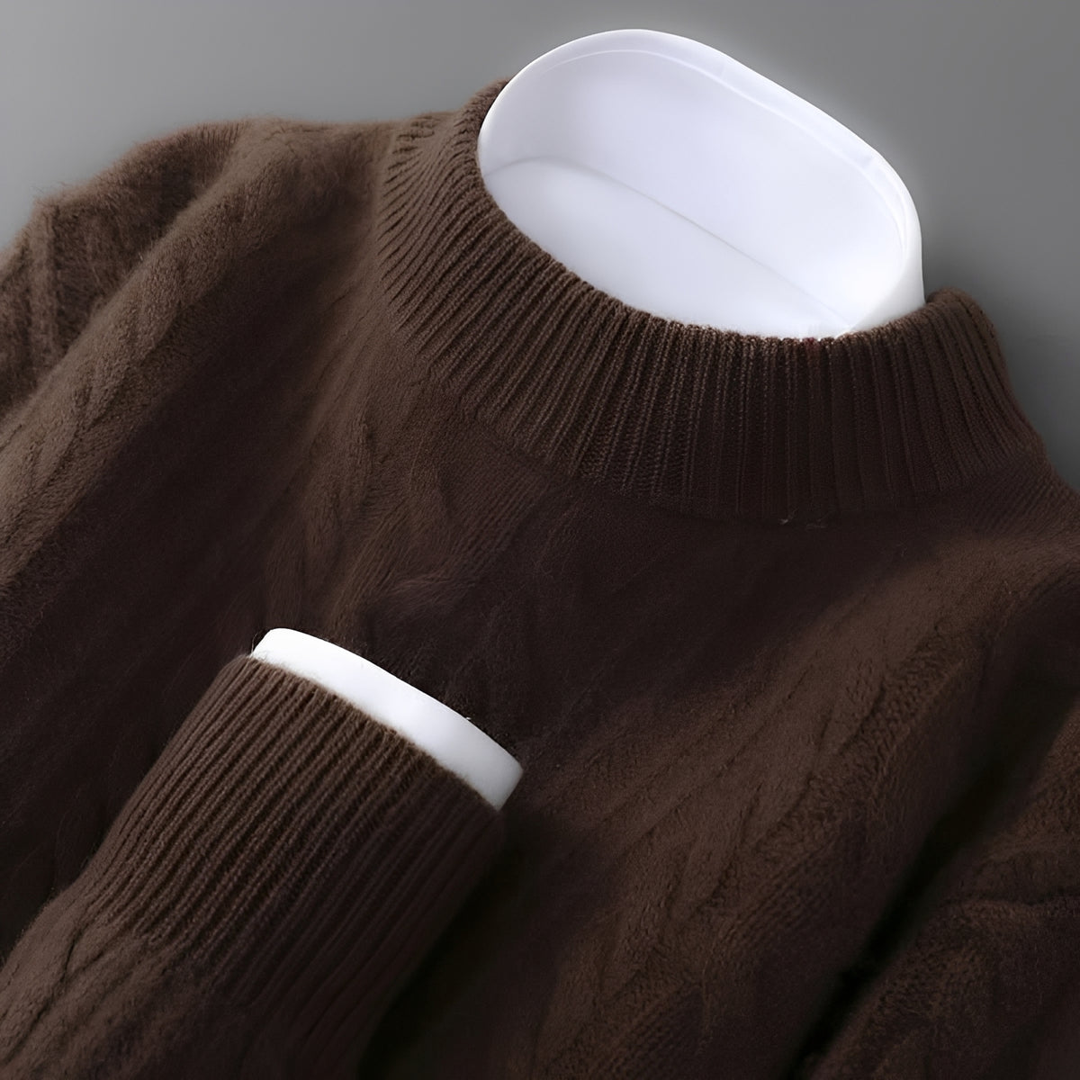 Men's Crew Neck Sweater - Soft Textured Design with Long Sleeves