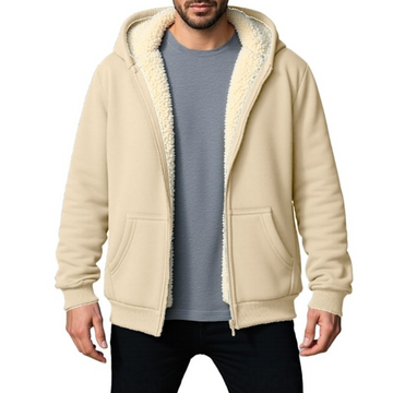Men's Full-Zip Hooded Jacket with Drawstring Hood and Kangaroo Pockets