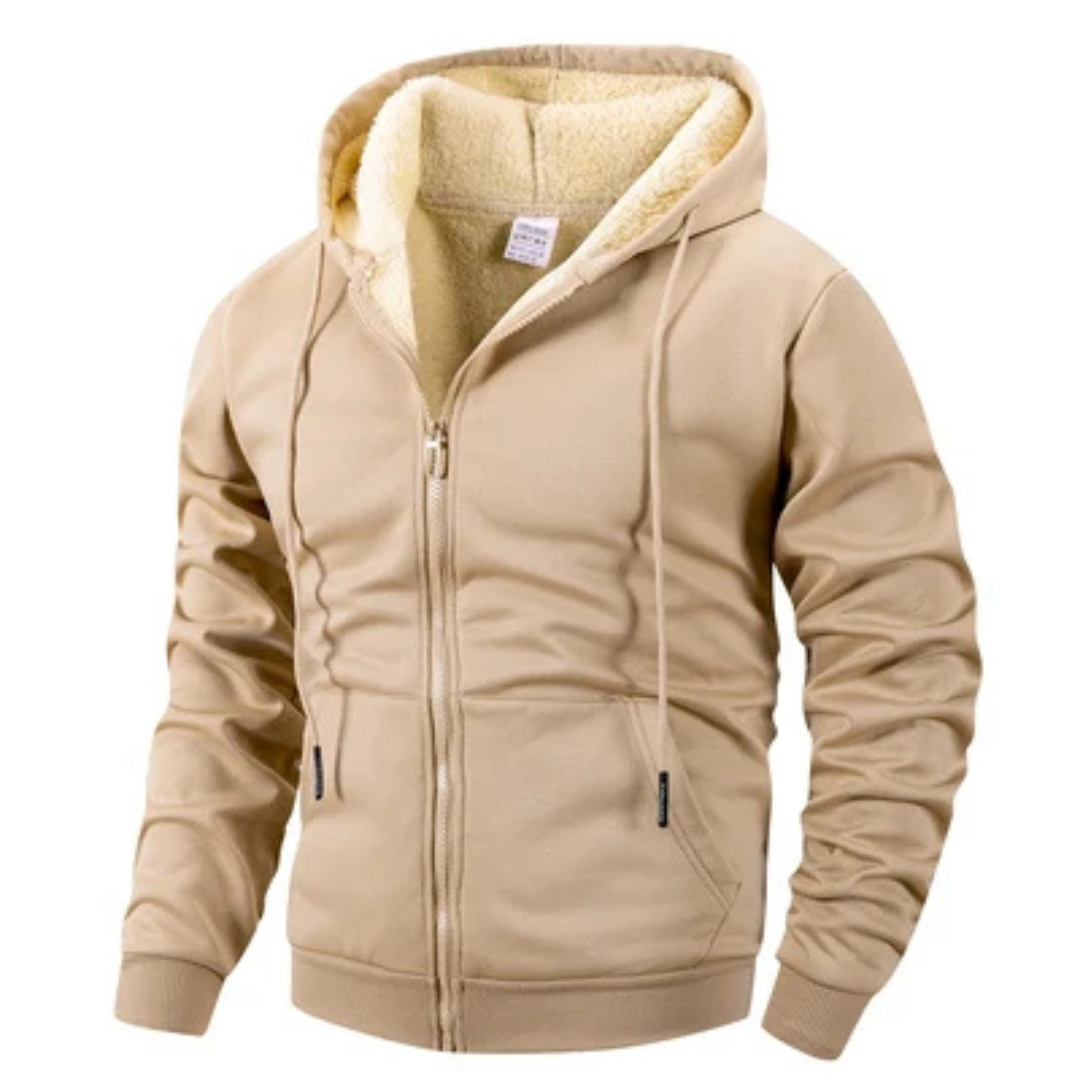 Men's Full-Zip Hooded Jacket with Drawstring Hood and Kangaroo Pockets