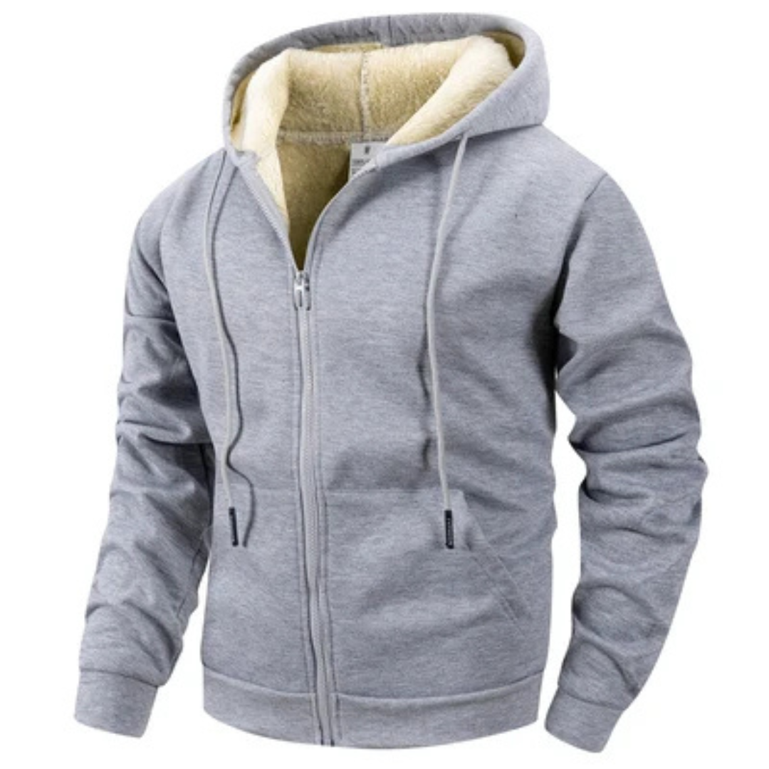 Men's Full-Zip Hooded Jacket with Drawstring Hood and Kangaroo Pockets