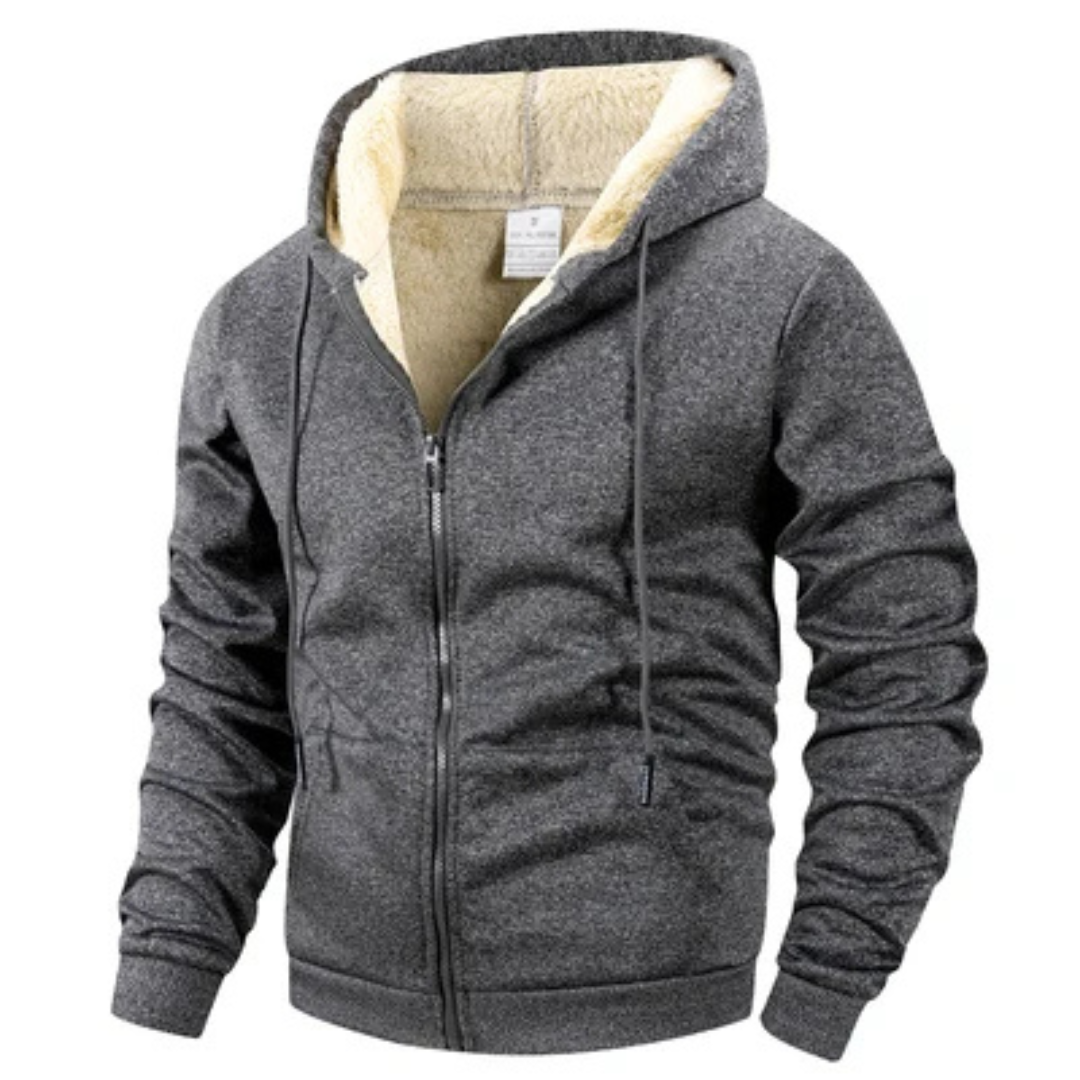 Men's Full-Zip Hooded Jacket with Drawstring Hood and Kangaroo Pockets