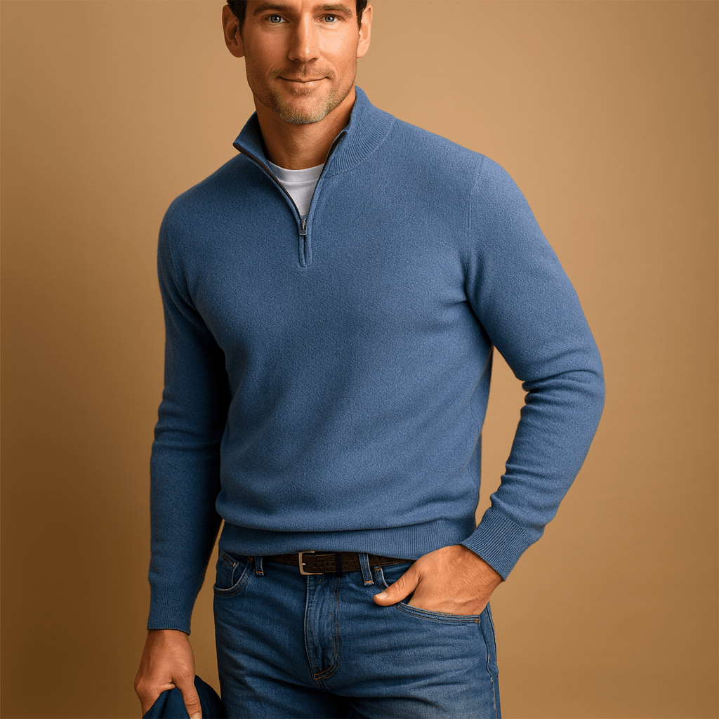 Men's Half-Zip Mock-Neck Sweater, Long Sleeve Relaxed Fit