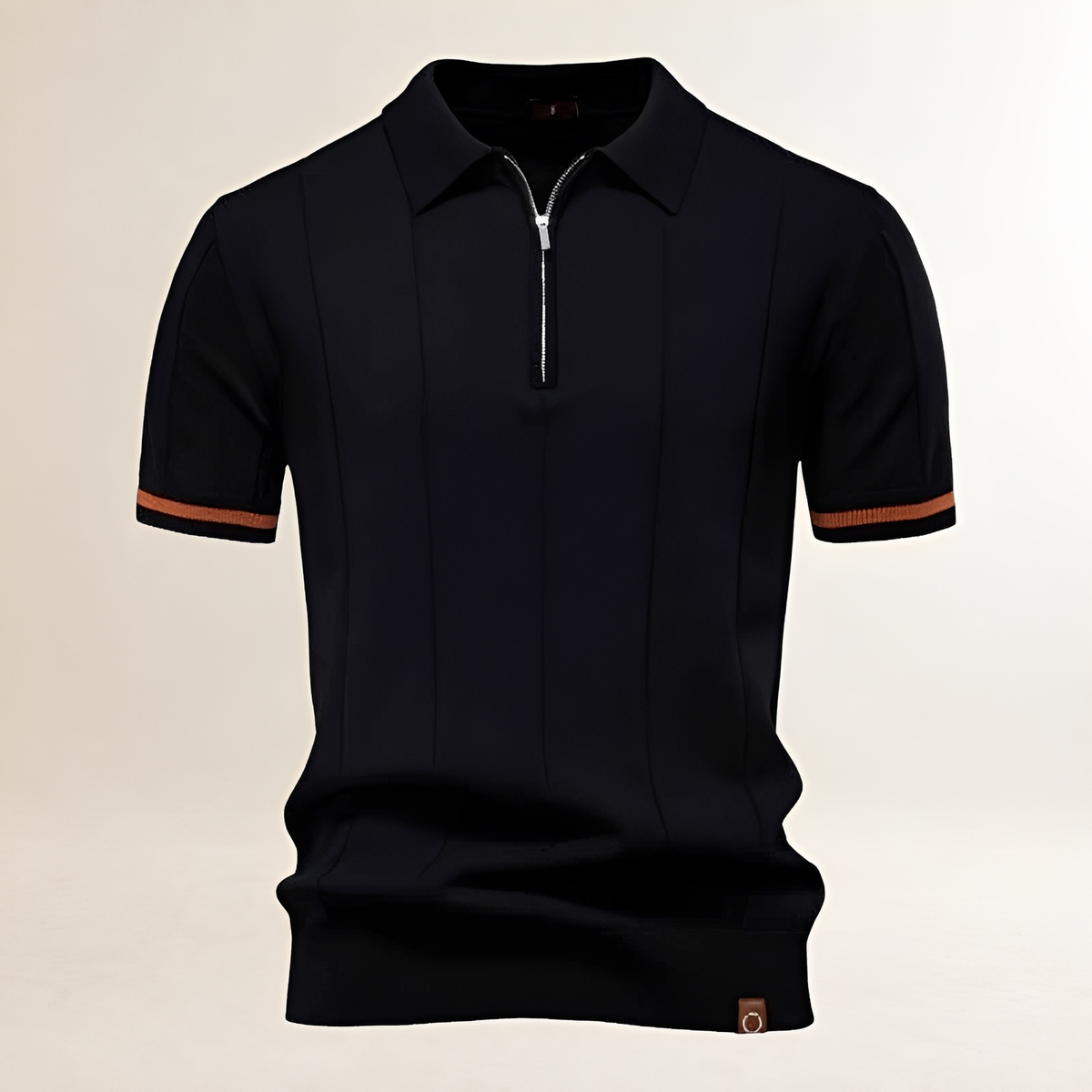 Men's Half-Zip Short-Sleeve Polo Shirt, Vertical Seam Detail, Tailored Fit
