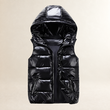 Men's Hooded Puffer Vest - Lightweight, Quilted Design, Zip Pockets