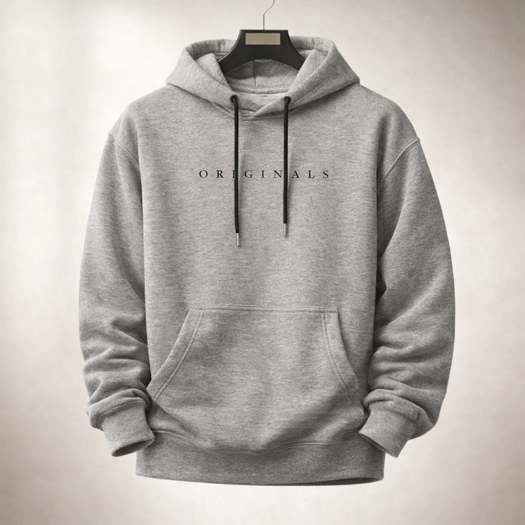 Men's hooded sweatshirt with drawstring and kangaroo pocket, relaxed straight-cut fit