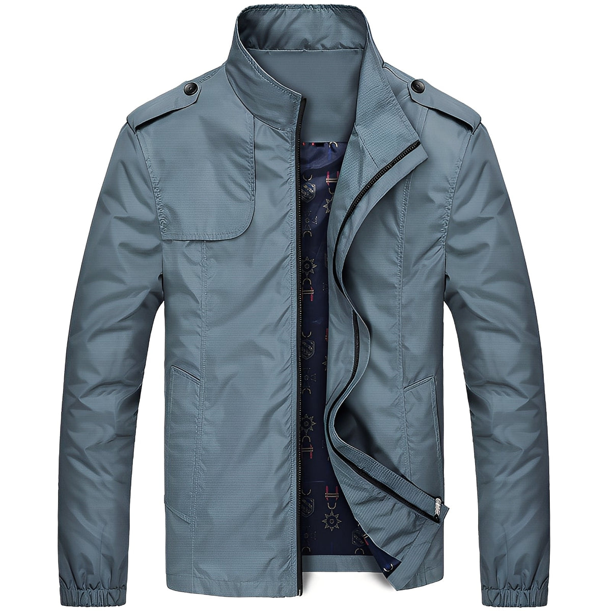 Men's Jacket Casual Lightweight with Zipper Closure and Pockets - Regular Fit