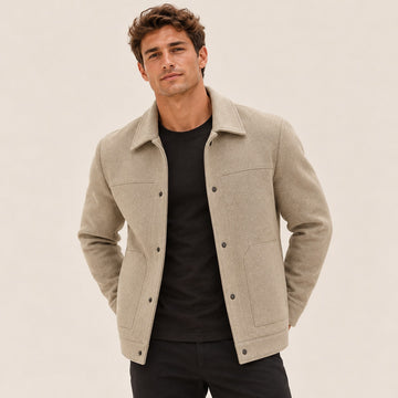 Men's Jacket with Button Closure and Patch Pocket - Regular Fit
