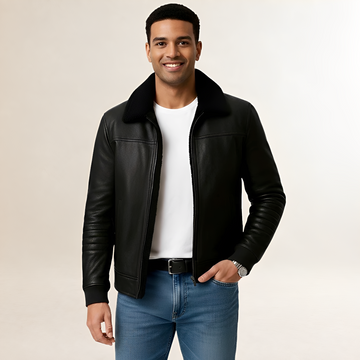 Men's Jacket - Zip Closure, Collar Design, Modern Fit