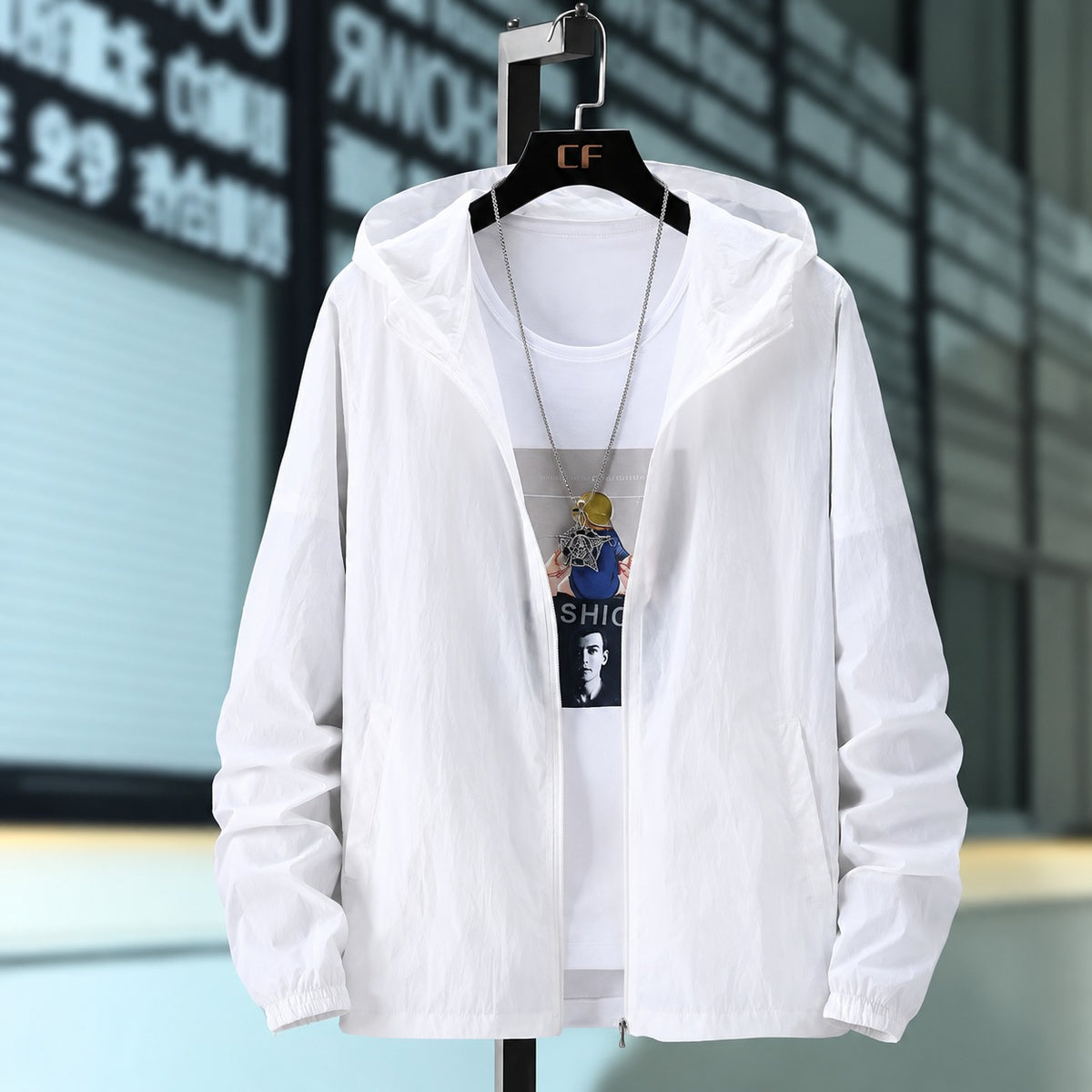 Men's Lightweight Hooded Jacket - Breathable Zip-Up Design