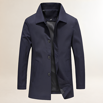 Men's Long Button-Up Jacket - Casual Fit, Classic Design