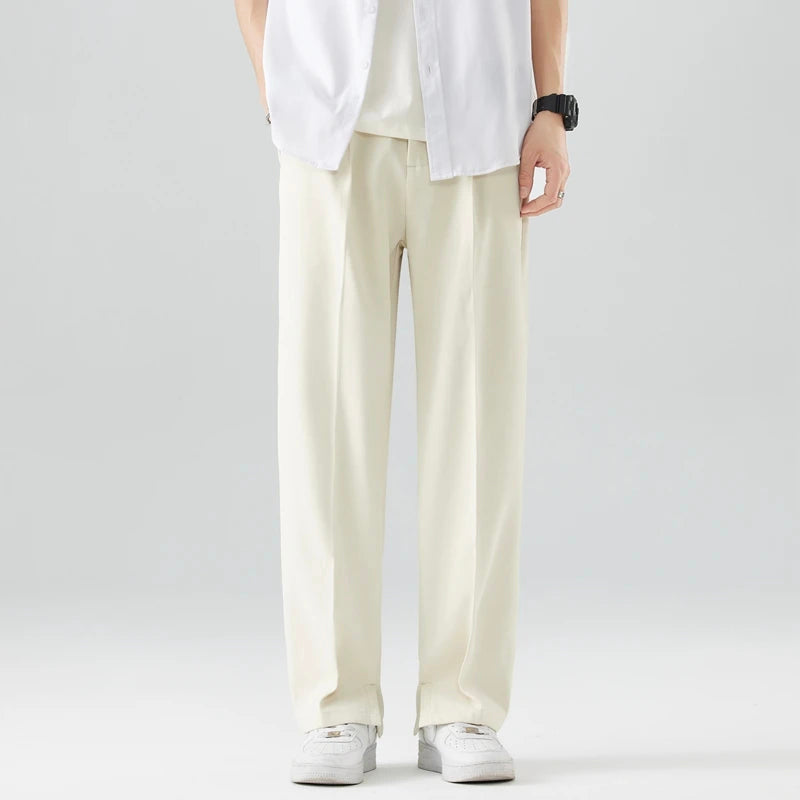 Men's Loose Fit Pants with Side Pockets and Wide Leg Design