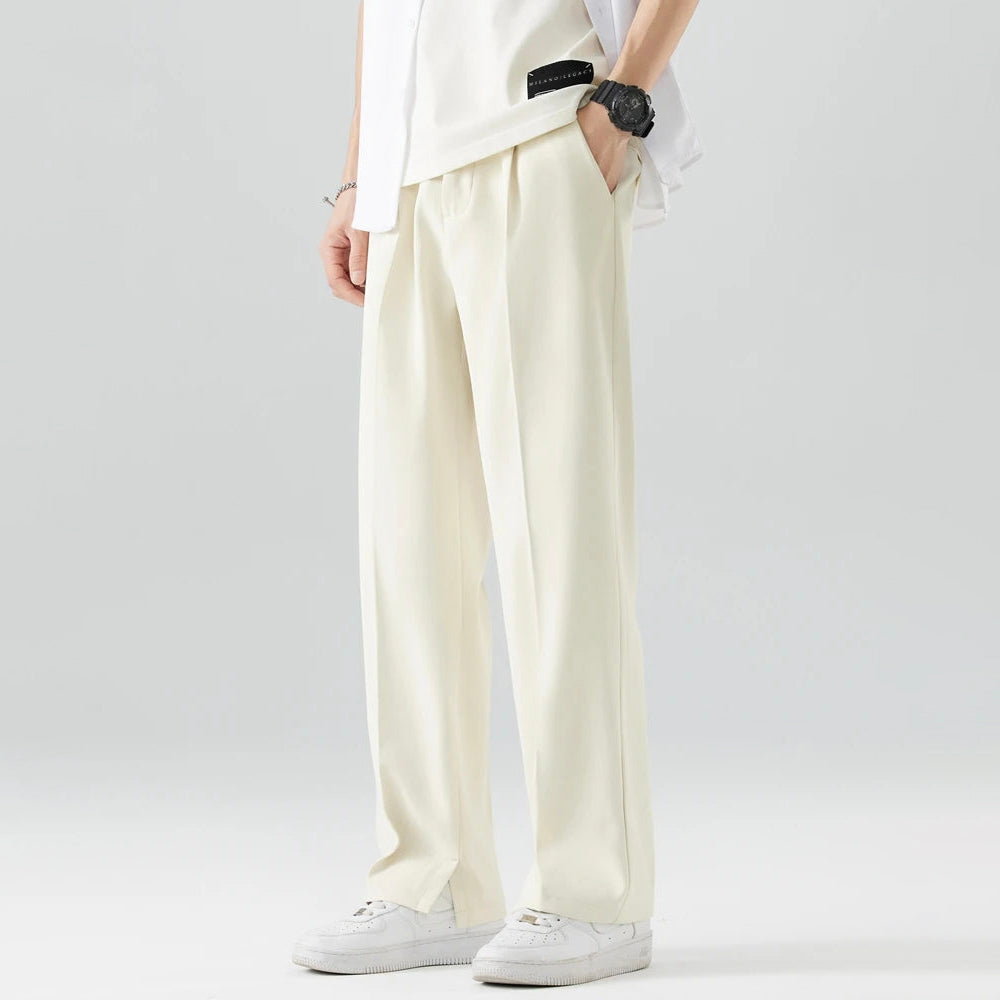 Men's Loose Fit Pants with Side Pockets and Wide Leg Design