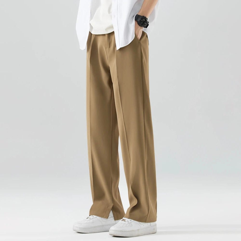 Men's Loose Fit Pants with Side Pockets and Wide Leg Design