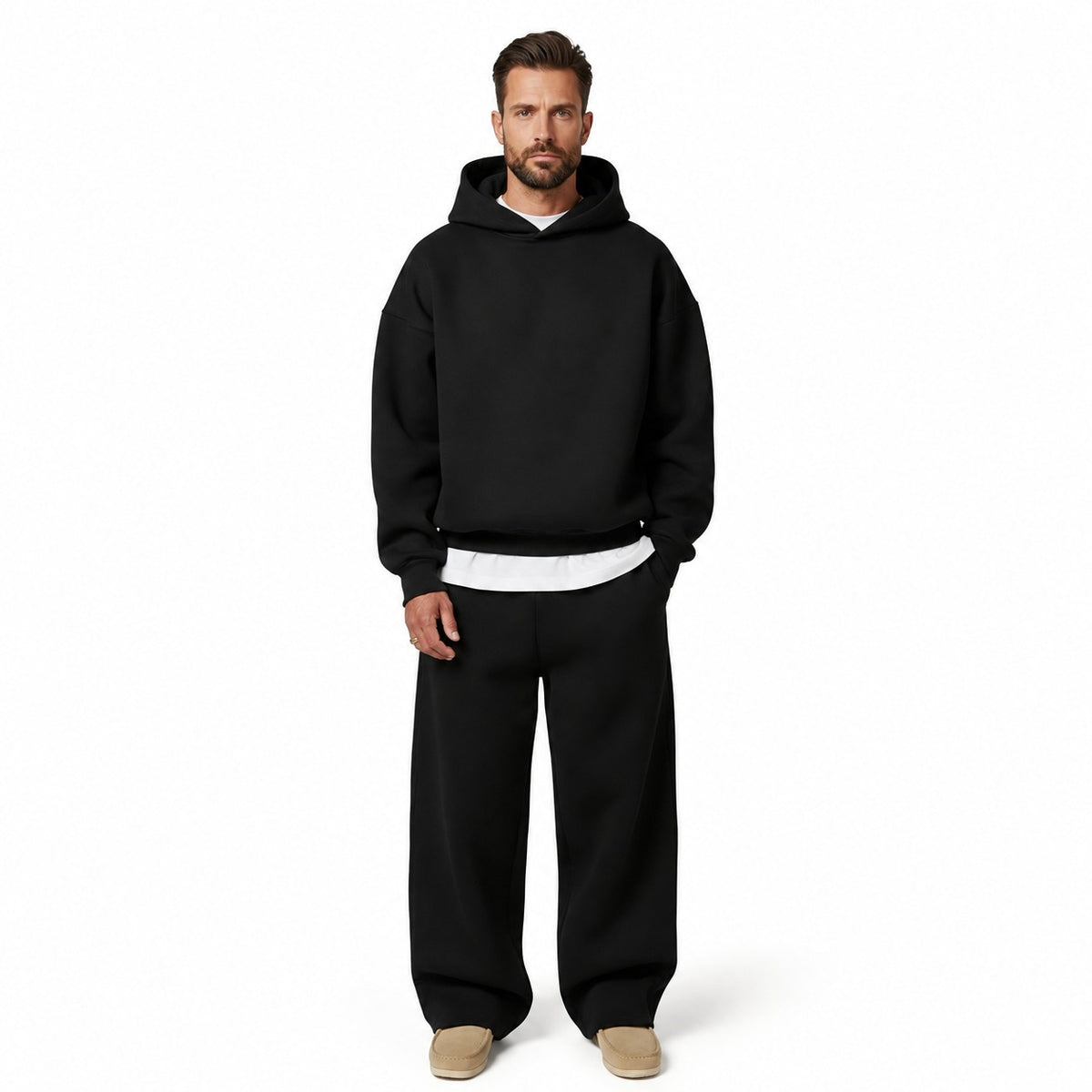 Men's Loungewear Set - Hoodie with Kangaroo Pocket, Jogging Pants, Relaxed Fit