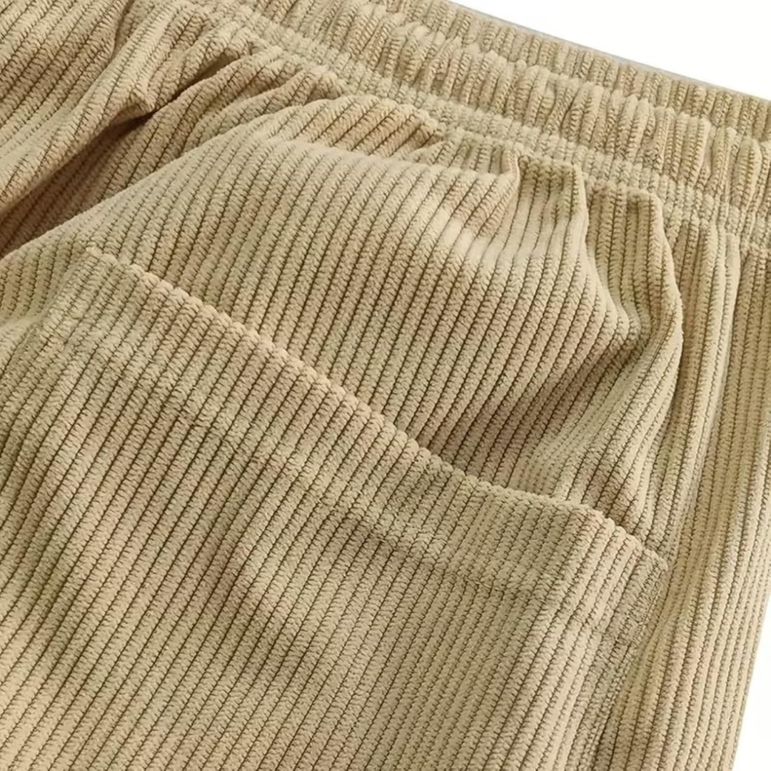 Men's Pants - Adjustable Drawstring Waist, Relaxed Straight‑Leg, Side Pockets, Logo Patch