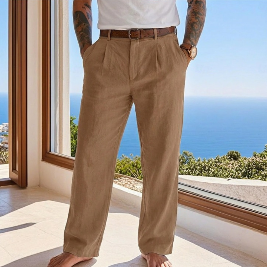 Men's Pleated Front Straight-Leg Pants, Regular Fit, Belt Loops & Side Pockets