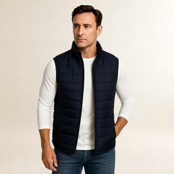 Men's Puffer Vest Sleeveless Jacket with Stand Collar