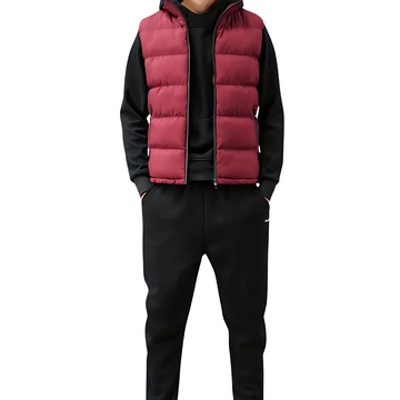 Men's Quilted Puffer Vest with Stand Collar, Full-Zip Front, Zippered Pockets & Drawcord Hem - Regular Fit