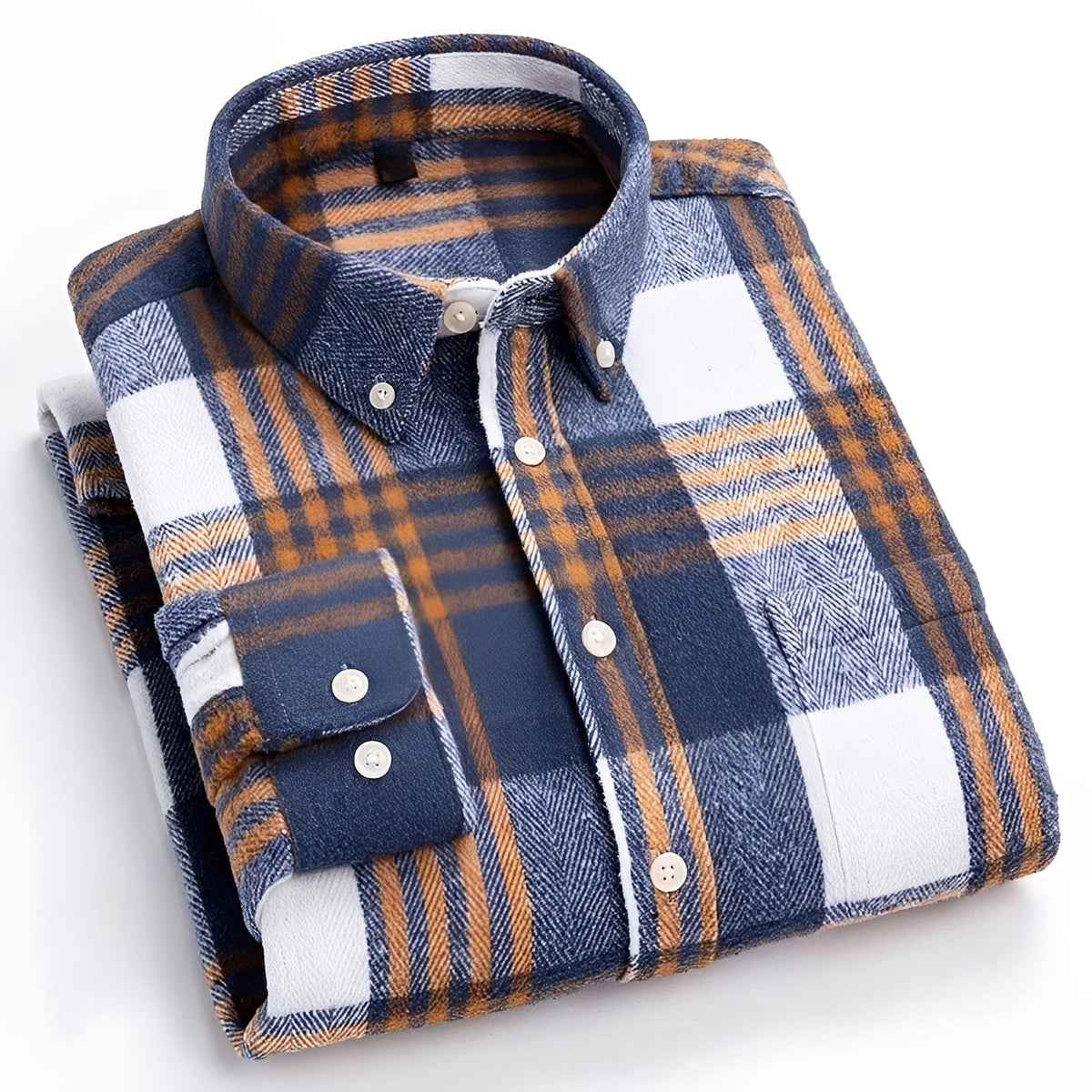 Men's Shirt - Button-Down Collar, Check Pattern, Relaxed Fit