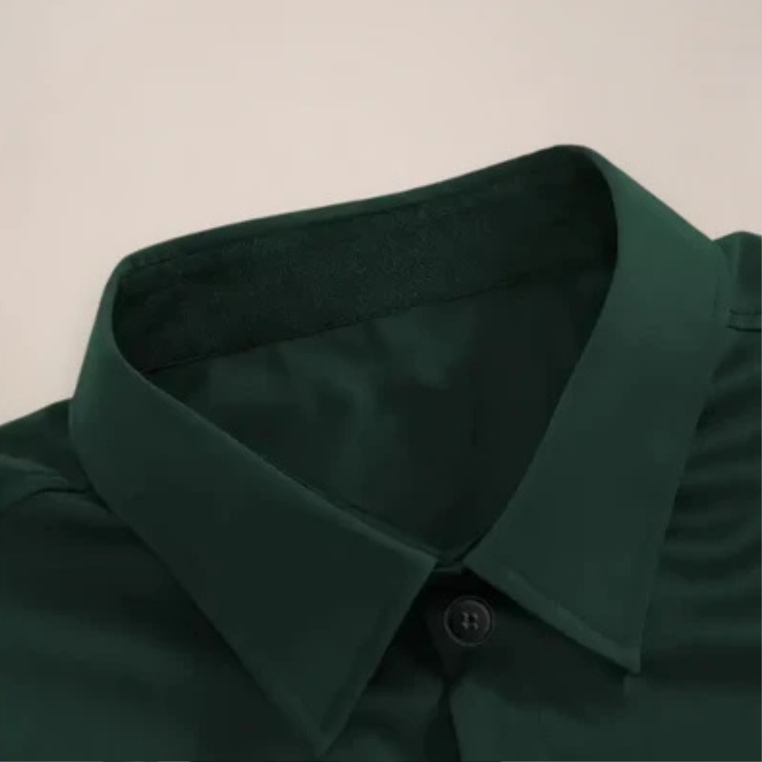 Men's Shirt Slim Fit Long-Sleeve Button-Front with Point Collar