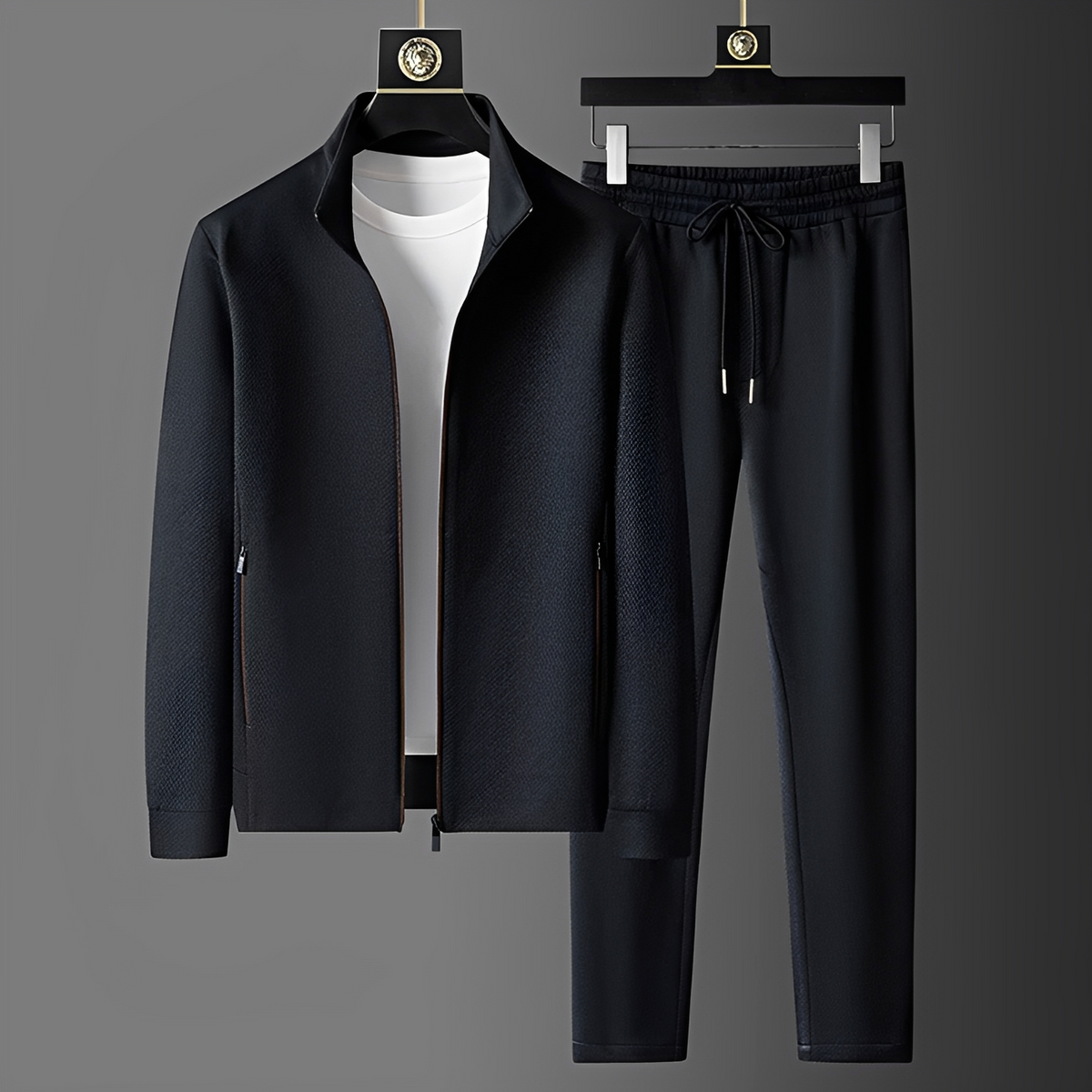 Men's Sports Tracksuit Set Zip Jacket and Pants - Comfortable Fit with Pockets