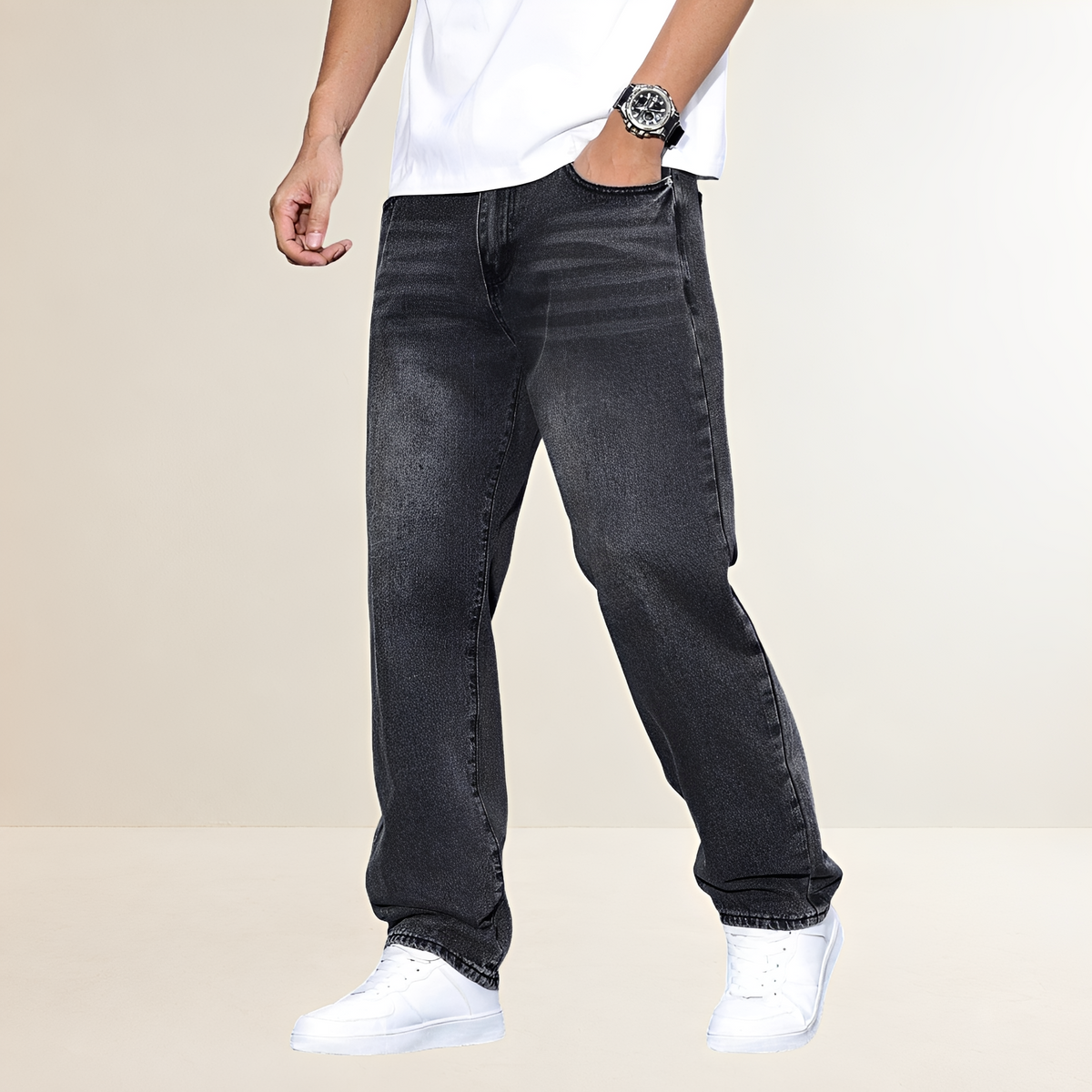 Men's Straight Leg Jeans - Casual Fit, Classic Design