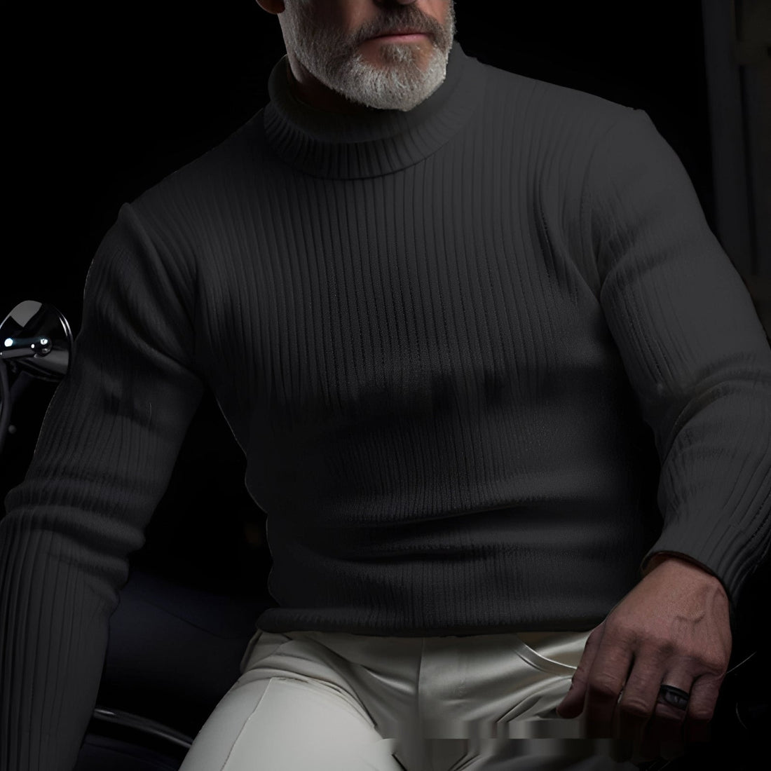 Men's Sweater Turtleneck Ribbed Design - Regular Fit