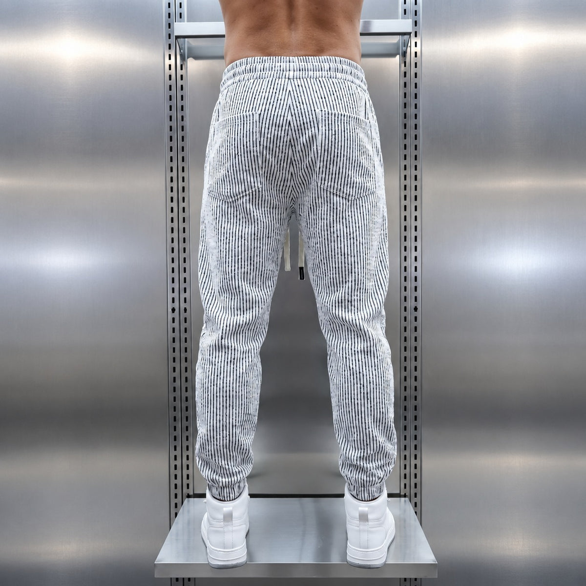 Men's Tapered Jogger Pants with Elastic Drawstring Waist - Modern Fit, Textured Design